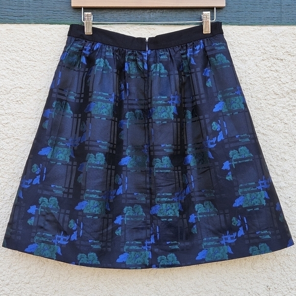 J. Crew Factory plaid floral jacquard a-line skirt with pockets size 4 - Picture 2 of 6